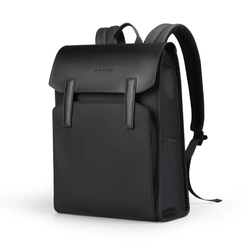 Mark Ryden Classic Business Work Black Leather Backpack 15.6 Inch Laptop Waterproof Bag School Bags Business bacbackpack for men